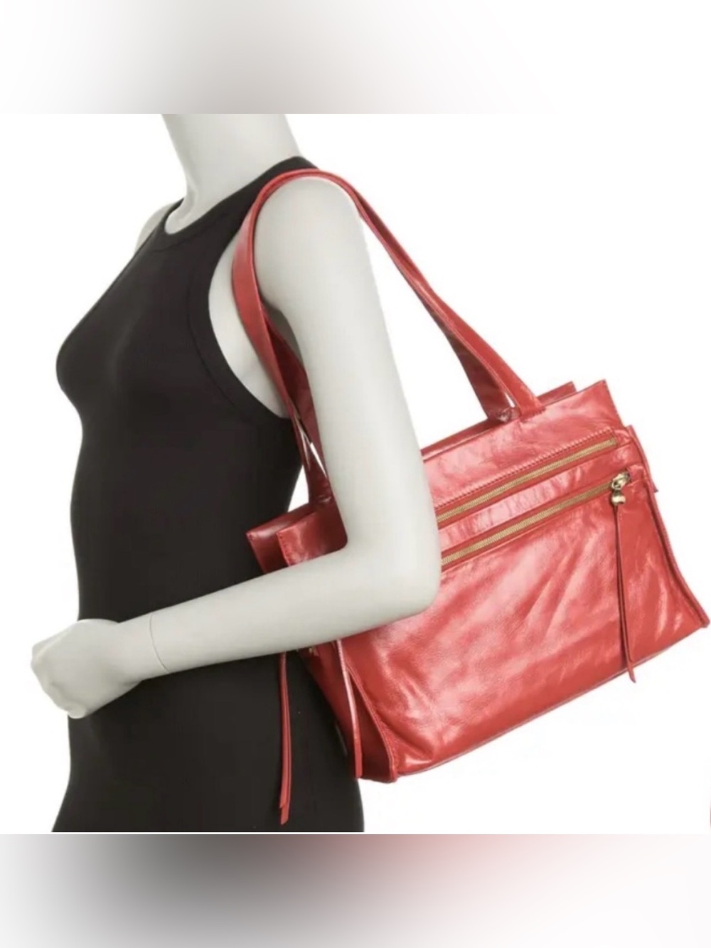 HOBO Seeker Borne NWT Top Zip Leather Tassel Shoulder Bag in Titanium Grey - Picture 4 of 10
